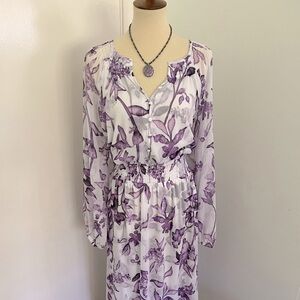 Lane Bryant Purple and Gray Bishop Sleeve Sundress